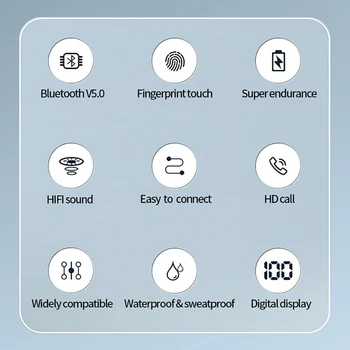 HAAFEE TWS fără Fir Bluetooth Casti Sport Impermeabil Bluetooth 5.0 Asistent Voce Touch Control Putere Banca