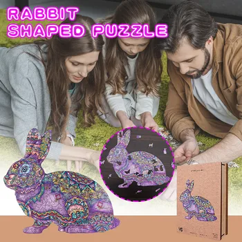 Din Lemn, Puzzle-Uri De Animale Pentru Adulti Diy Iepure Puzzle Puzzle Din Lemn Cu Formă Unică De Piese Puzzle Animale Cadouri Pentru Adulti, Copii Puzzle