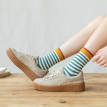 2 Perechi/Set Pentru Femei Șosete Cu Dungi Harajuku Bumbac Lung Ciorap De Moda Casual Fete Socken Toamna Sox Student-Stilul Streetwear #F