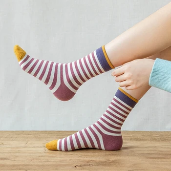 2 Perechi/Set Pentru Femei Șosete Cu Dungi Harajuku Bumbac Lung Ciorap De Moda Casual Fete Socken Toamna Sox Student-Stilul Streetwear #F