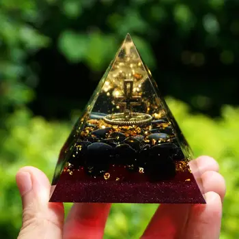 Design Unic Cruce Cu Roata Dințată Turmalina Neagra Joasa Piramida De Cristal De Vindecare Orgonice Reiki Chakra Piramida