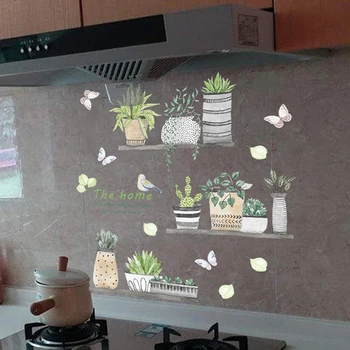 Plantă de grădină Fluture Autocolante de Perete Bonsai cu Flori Acasă Decor Camera de zi Bucatarie PVC Decalcomanii de Perete DIY Mural Art Decor