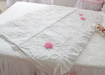 Alb Romantic Princess pat bordura capacului nunta decorative Broderie dantelă față de pernă flori matlasat bedhead bord prosop