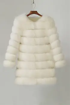 Alb Cald Gros Blana, haine Plus Dimensiunea 3XL Maneca Lunga O-gât Geaca de Iarna pentru Femei de Moda Faux Blana Blană Haina Palton
