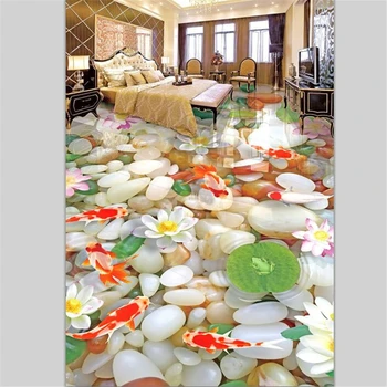 Beibehang Personalizate decorare podea pictura 3d tridimensional pietricele 3D lotus crap etaj living auto-adeziv parchet
