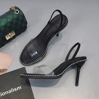 2020 PVC jeleu cu toc sandale cu transparent deschis deget de la picior gol tocuri inalte superficial confortabil pantofi de 8CM.