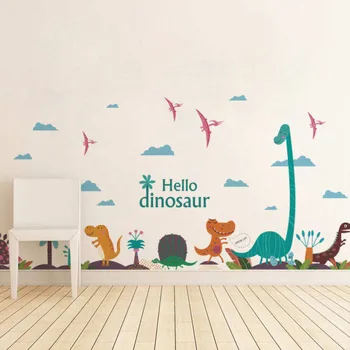 Salut Dinozaur Copii Autocolant Perete DIY Animale, Desene animate, Dormitor Copil Pepinieră Decalcomanii Poster Drăguț Tapet Mural