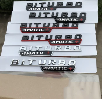 Negru lucios Crom Turbo 4MATIC Biturbo 4matic+ Emblema, Insigna Fender Partea Supraîncărca Logo-ul de Styling Auto Autocolant pentru Mercedes Benz