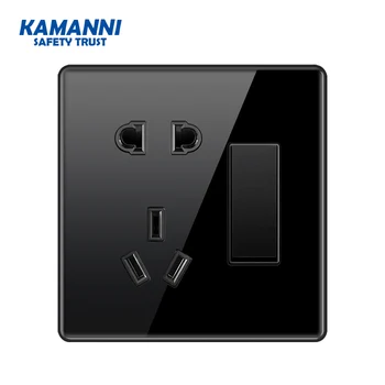KAMANNI LED negru comutator 1gang 1 mod de buton comutator de perete lux cristal de sticlă panoul de comandă întrerupător 16A standard