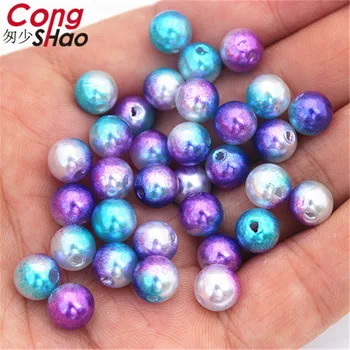 Cong Shao 300pcs 8mm Colorate din plastic ABS de Buna Liber de Distanțare de Îmbrăcăminte Margele Perle Imitatie Rotund DIY pentru a face bijuterii CS745