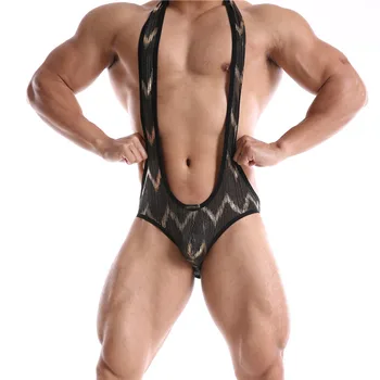 Moda Barbati Maieu Lenjerie Sexy Wrestling Costum pentru Bărbați Costume pentru Bărbați Salopeta Suspensor Teddies Lenjerie Bodysuit dintr-O Bucata