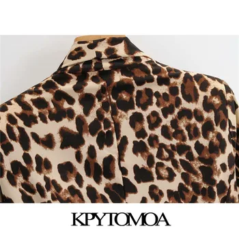 KPYTOMOA Femei 2020 Moda Cu Curea Leopard de Imprimare Sacou Haina Vintage Maneca Lunga Model Animal de sex Feminin de Îmbrăcăminte exterioară Topuri Chic