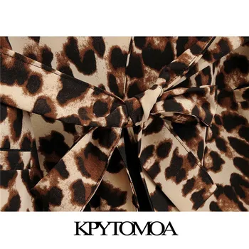 KPYTOMOA Femei 2020 Moda Cu Curea Leopard de Imprimare Sacou Haina Vintage Maneca Lunga Model Animal de sex Feminin de Îmbrăcăminte exterioară Topuri Chic