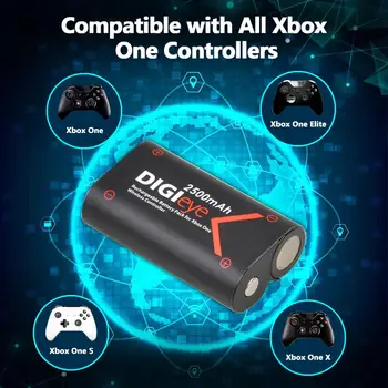 2x 2500mAh Baterie + LCD Dual USB Încărcător pentru Xbox One, Xbox One S, Xbox One X, Xbox One Elite Controller Wireless
