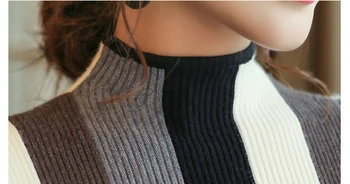 2021 maneca lunga, pulovere femei pulover nou Toamna slim turtlneck pulover femei haine cu dungi pulover tricotate 1327 90
