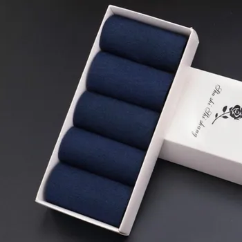 5 Perechi Mens Sosete De Bumbac Anti Deodorant De Mari Dimensiuni Echipajului Sosete Casual Standard Oameni De Afaceri Negru Lung Sock Set 45-48