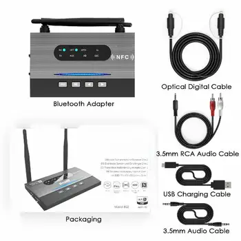 80M cu Rază Lungă NFC 262ft Adaptor Audio Bluetooth 5.0 Receptor Și Transmițător Latență Scăzută aptX HD Spdif RCA AUX de 3,5 mm Pentru Tv, Pc