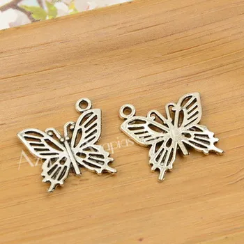 Pandantiv fluture mic glyptic sculptate charm din aliaj de argint antic insecte animale de bijuterii DIY accesorii fingdings transport gratuit