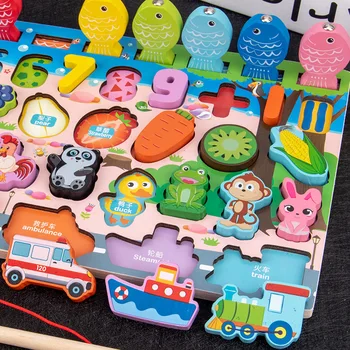 Copiii Montessori Materialele De Învățare Educație Puzzle Din Lemn Jucării De Învățare Numere Numere De Potrivire Formă Digitală Bloc