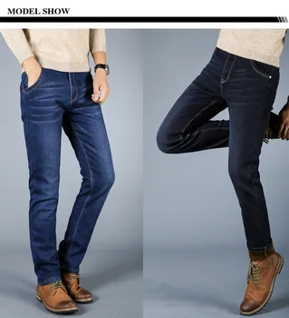 Bărbați Clasic Gros Pantaloni de Lână Simplu de Pluș Blugi Homme 2018 Noua Moda de Iarna Blugi Barbati Slim Fit Catifea Caldă Blugi