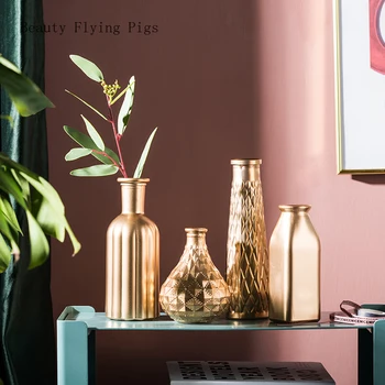 1buc INS Nordic Light Lux de Aur, Vaza de Sticla Uscat de Flori de Decorare Dormitor Living Magazin Acasă Decorare Arta de Decorare