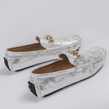 2020 brand de lux de designer, pantofi de argint de conducere domnilor barbati din piele de crocodil mocasini casual naturale autentice de epocă de mari dimensiuni 48