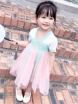 Copii pentru Copii Rochii pentru Fete Super Stil Chinezesc Disc Butonul Cheongsam Broderie Zână Rochie de Vara de Îmbrăcăminte pentru Copii