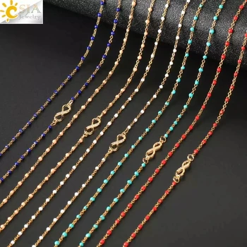 CSJA Infinity 8 din Oțel Inoxidabil Coliere pentru Femei de Aur de Culoare Lanț de Link-ul de Bijuterii Colier Collier Femme 2020 Chaine Guler S682