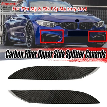 Mașină Reală Fibra de Carbon Bara Fata Partea Splitter Canards Spoiler Pentru BMW M3 F80 82 F83 M4-2018