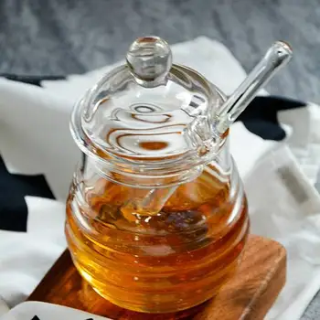 Sticlă transparentă borcan de miere cu capac de Borcan de Miere cu Carul, Clar, 9 Grame