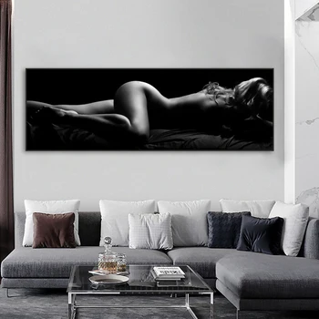 Modern Nud Arta Poster de Dormit Sexy Femei Panza Pictura Alb-Negru Body Art, Imagini de Perete pentru Camera de zi Decor Printuri