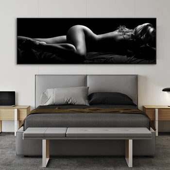 Modern Nud Arta Poster de Dormit Sexy Femei Panza Pictura Alb-Negru Body Art, Imagini de Perete pentru Camera de zi Decor Printuri