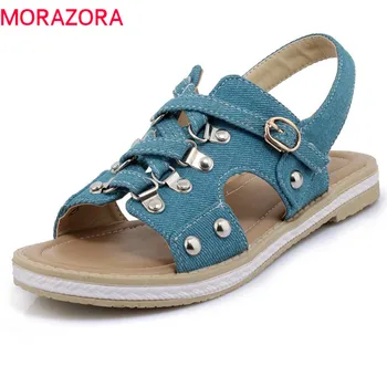 MORAZORA 2020 nou stil de moda denim simplu cataramă pantofi de vara nit solid pantofi casual confortabil doamnelor sandale plate