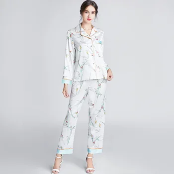 Satin Pijamale de Mătase pentru Femei Set pijamale Butonul Pigiama Donna Mujer Pijama Pijamale Pijamale Pizama Damska 2 buc