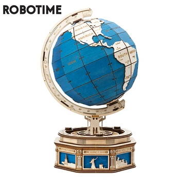 Robotime 3D din Lemn, Puzzle Joc Supradimensionat Glob Pământ Ocean Harta Minge de Asamblare Glob 3D Rotativ Model Jucarii Cadou pentru Copii Baieti