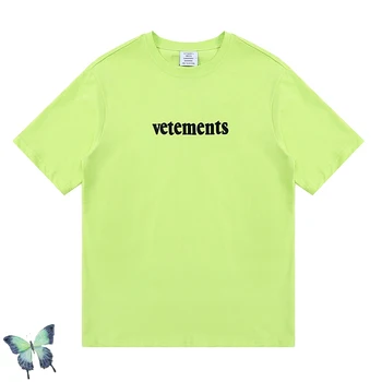 Vetements Flocking Imprimat Logo-ul T Shirt Barbati Femei de Moda Casual T-shirt Vetements de Înaltă Calitate Dublu Fire de Tesatura T-shirt