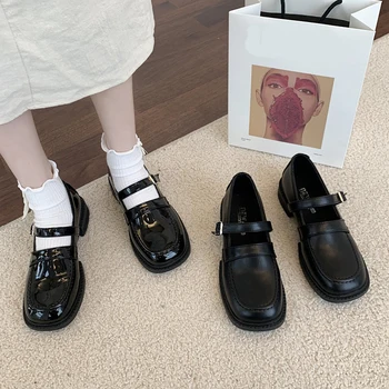 Rimocy Dulce Stil Low-Toc Pantofi De Damă Pantofi Pentru Femeie Square Toe Catarama Singur Pantofii 2021 Primăvară Noua Moda Luminoase Pantofi Negri
