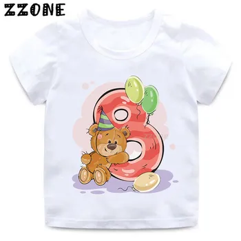 Baieti/Fete Ziua de nastere Urs Număr de 1-9 Arc Imprimare tricou Copil de Desene animate Winnie Amuzant tricou Copii Cadou Haine
