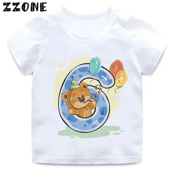 Baieti/Fete Ziua de nastere Urs Număr de 1-9 Arc Imprimare tricou Copil de Desene animate Winnie Amuzant tricou Copii Cadou Haine