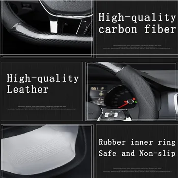 Anti-Alunecare, Mașină de Fibra de Carbon Capac Volan pentru Peugeot Modele Auto Interior de Protecție Accesorii styling Auto 38cm