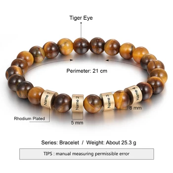 Nume personalizat Gravura Bărbați Brățară Personalizată Lava Ochi de Tigru Piatra Margele Bratari Bijuterii lucrate Manual Cadouri pentru Iubit