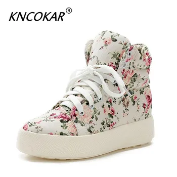 KNCOKAR 2018Spring și toamna anului nou stil de moda pentru femei floral-high top canvas de agrement unic de pantofi