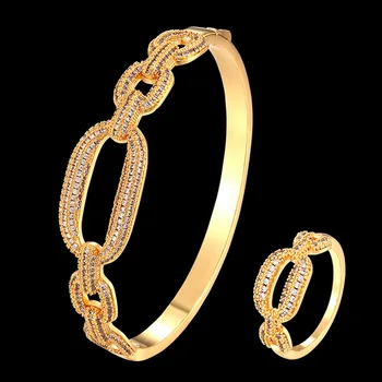 Zlxgirl bijuterii de lux, marca 3A de zircon cubic de cupru brățară bijuterii cu inel de nunta accesorii seturi de metal de cupru cuplu brățară