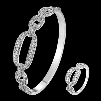 Zlxgirl bijuterii de lux, marca 3A de zircon cubic de cupru brățară bijuterii cu inel de nunta accesorii seturi de metal de cupru cuplu brățară