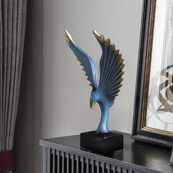 Rafinat Abstract Vultur Ornamente Decor De Birou Artware Albastru Animal Sculptura Acasă Camera De Studiu A Afișa Elemente De Recuzită De Cadouri De Afaceri