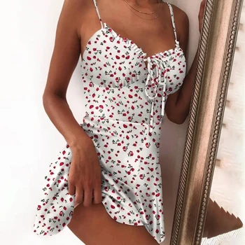 2021 Femei De Vară Dress V Gâtului Sexy Imprimare Florale Rochie Mini De Umar Unduiri Rochie De Petrecere Femme Fara Spate O-Linie Scurt Rochie