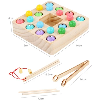 2-In-1 Pentru Copii De Pescuit Jocul Cu Mărgele Mana-Ochi Echilibru Puzzle Din Lemn De Educație Timpurie Jucărie Din Lemn Montessori Jucării Pentru Copii Băieți Cadou