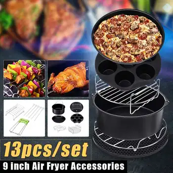 13pcs Friteuza Aer Accesorii 9 Inch se Potrivesc pentru Airfryer 5.2-6.8 QT Coș de Copt Pizza Placa Grill Oală de Gătit Bucătărie Instrument pentru Petrecere