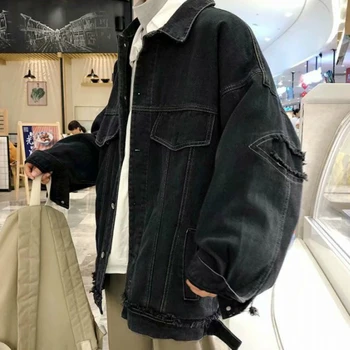Bărbați Jachete Denim Solid de Vară Stil coreean Buzunare Găuri 3XL Supradimensionat de Înaltă Calitate Mens Adolescenti Streetwear Chic Ulzzang Harajuku