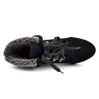 BLXQPYT Noi Dimensiuni Mari 34-48 pene Tocuri inalte Cald cizme de Iarna pentru Femei 2019 vest platforma de Epocă Glezna Cizme Pantofi Woman172-3